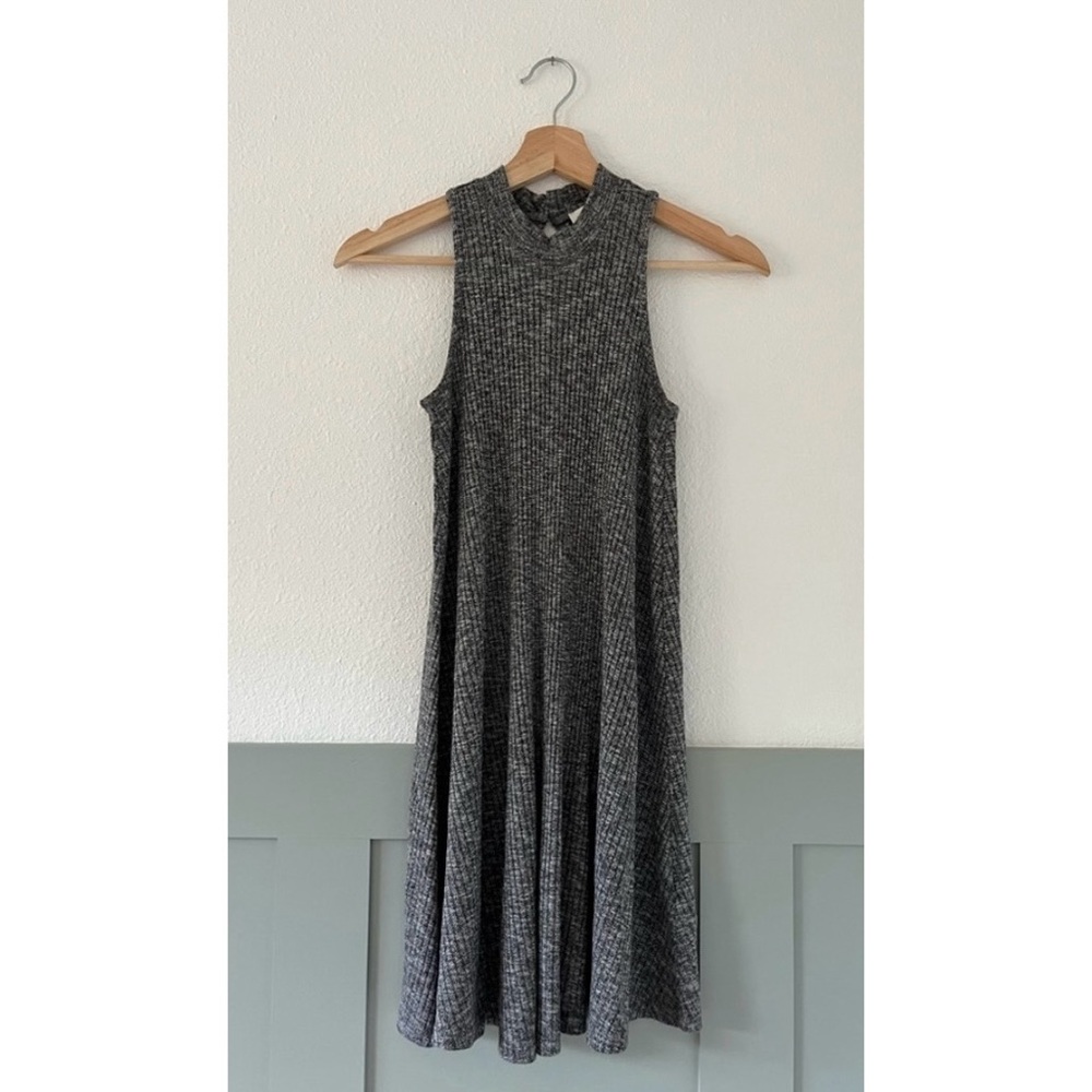 Hollister Gray Ribbed Knit Sleeveless Dress with High Neckline size XS